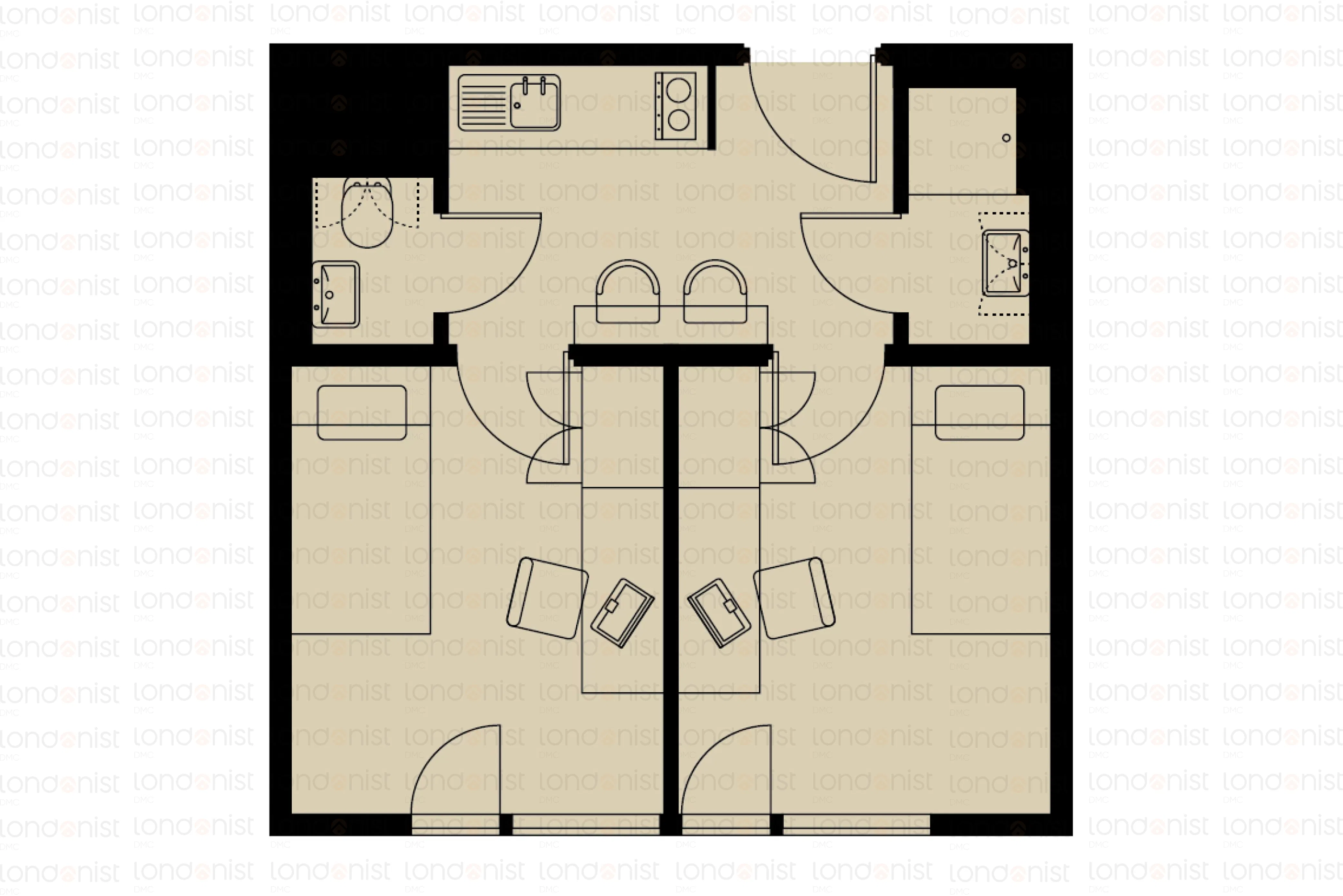 spitalfields-residence-london-2 Bedroom Apartment Lower Level
