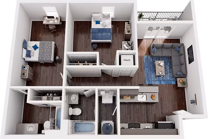 21-pearl-austin-2 Bedroom Apartment-1