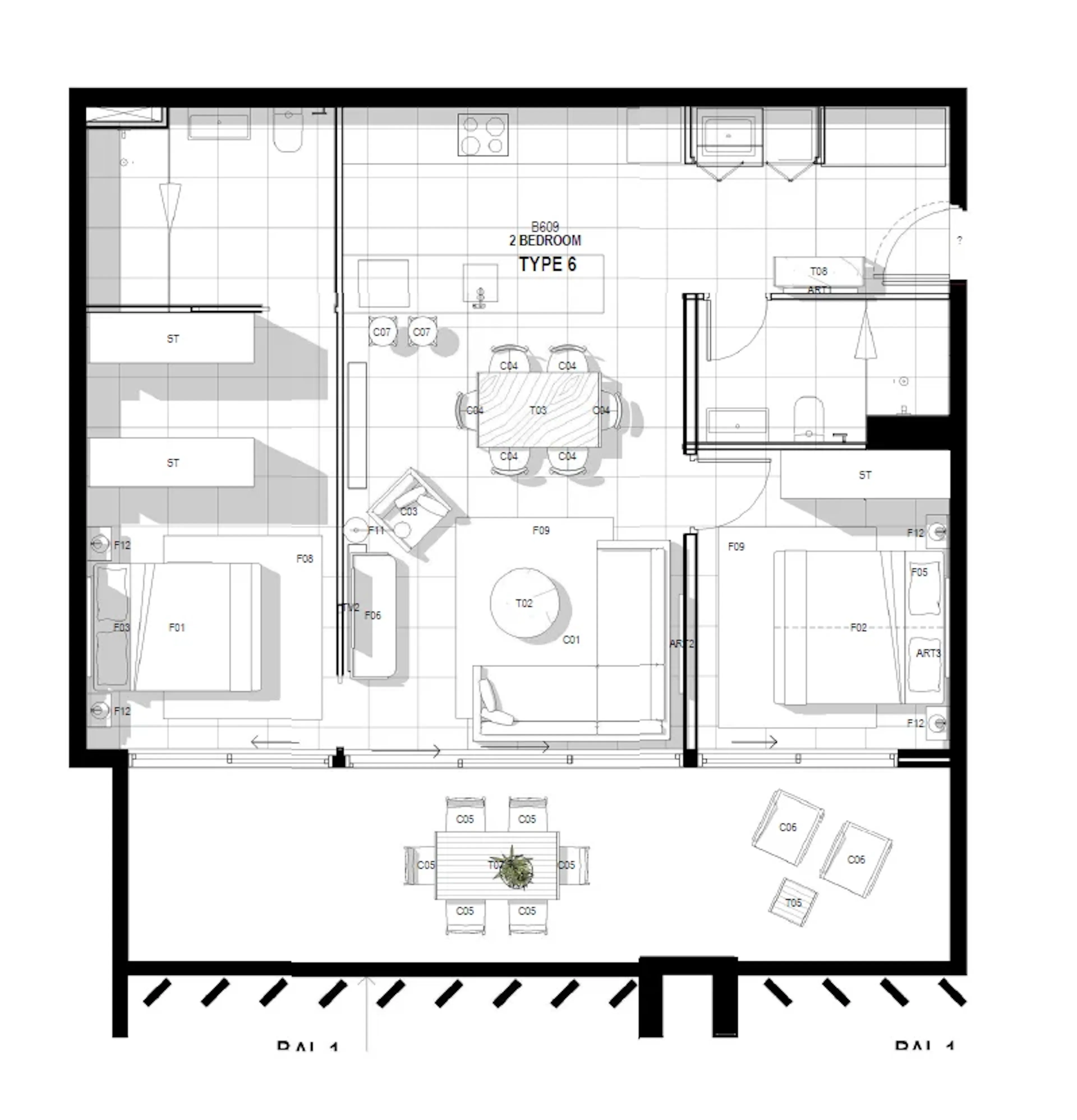 Furnished 2 Bedroom 1 Bathroom FLOOR_PLAN 4