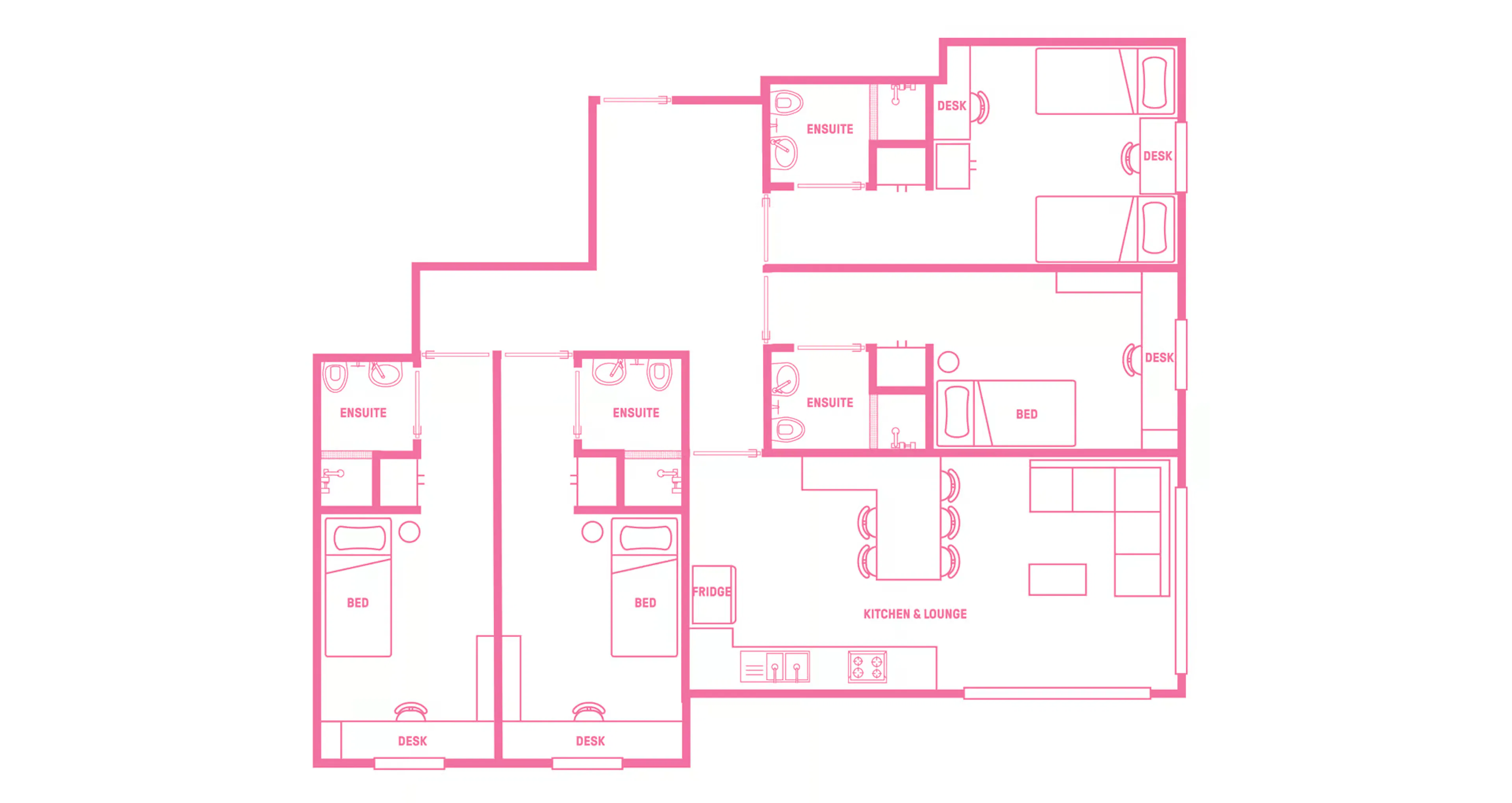 Twin Room in 5 Bedroom Apartment FLOOR_PLAN 2