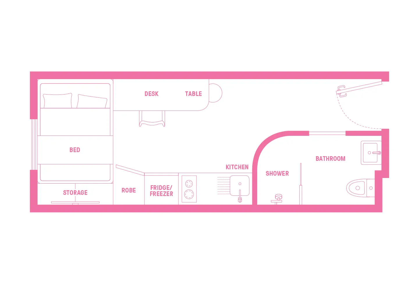 Medium Studio Apartment - Views FLOOR_PLAN 3